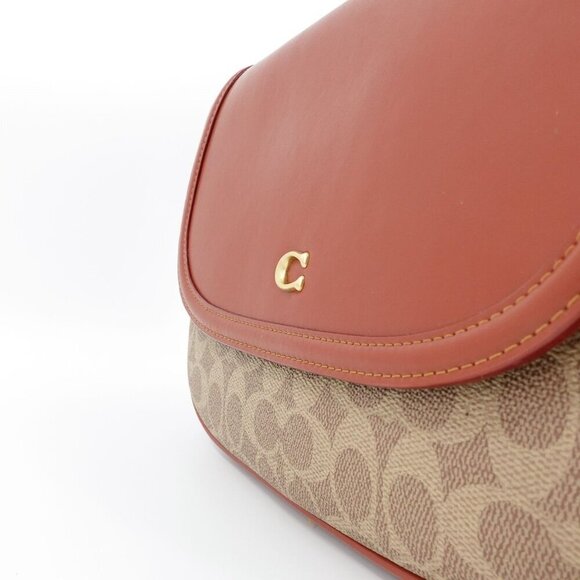 Coach Legacy Signature Shoulder Bag Red Brown OS - Picture 8 of 13